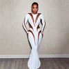 Elegant Long Sleeve Mesh Slits Maxi Bodycon Dress