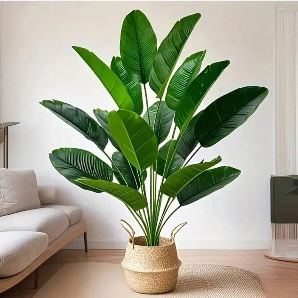 1pc 18 Leaves Artificial Large Tropical Palm Tree Fake Banana Plants Leaves Real Touch
