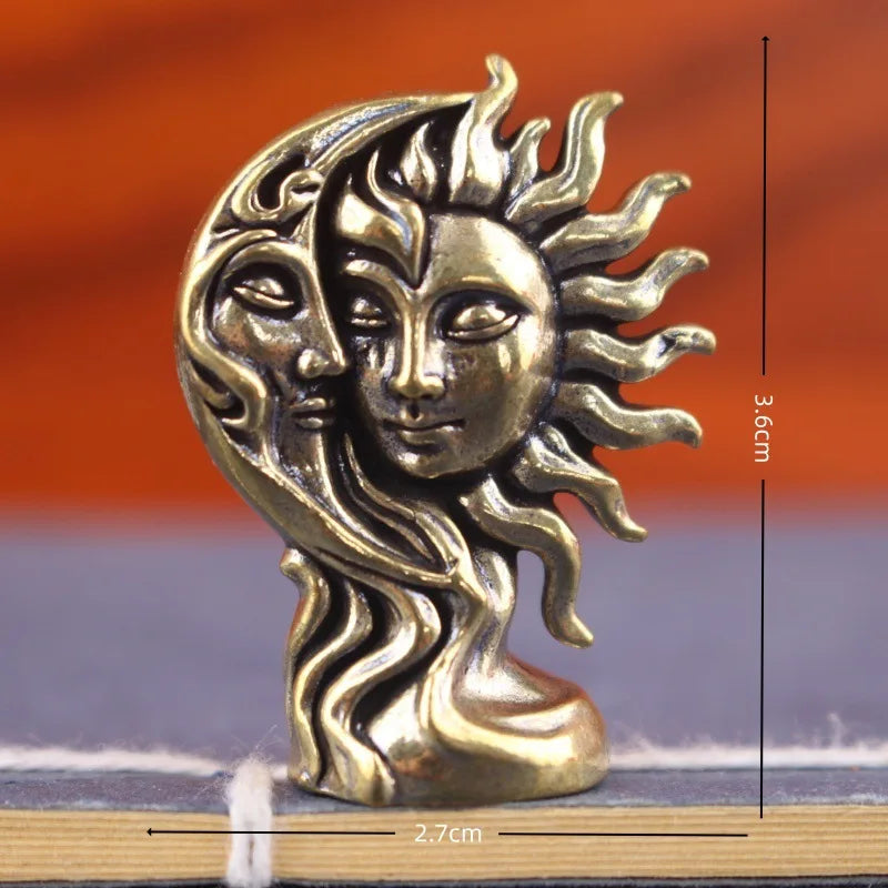 Collectible Figurine Sun and Moon Ornament – Mini Mythology Sculpture, Home Altar, Desktop or Shelf Decor. Halloween, Christmas