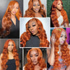 Body Wave Orange Ginger Lace Front Wig Colored Pre-Plucked