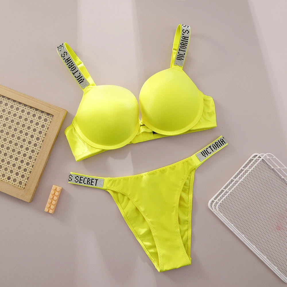 V Women Lace Push Up Bralette Seamless Comfortable Breathable Lingerie Home Wear Set Lingerie Set Underwear Set Bra Panty Set