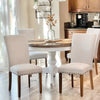Fabric Dining Room Chairs with Nailhead Trim and Wood Legs, Set of 4 - Beige
