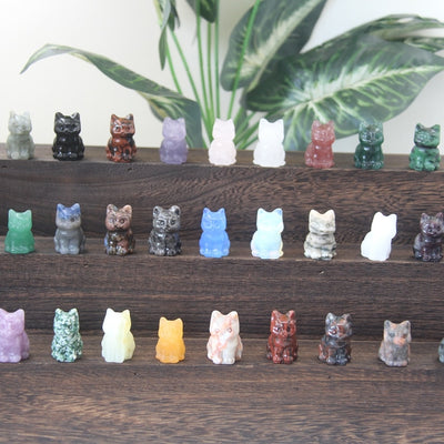 Mini Gemstone Cute Cat Statue Crystal