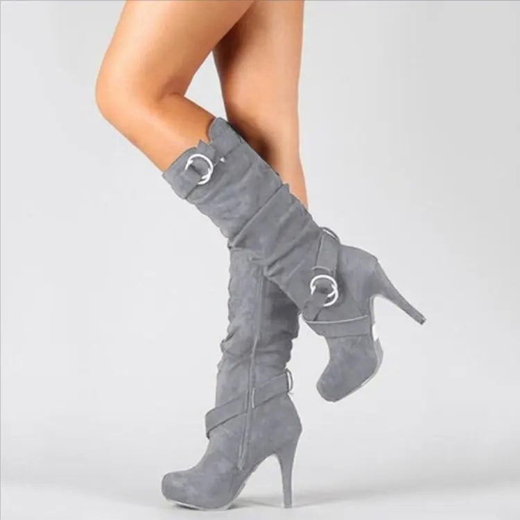 Sexy Knee High Women Boots Thin High Heel Round