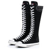 Canvas Sneakers High Top Long Boot Style Lace-Up Zipper