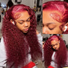 Burgundy 360 Full Lace Front Wigs Red Colored HD Deep Wave Human Hair Wigs