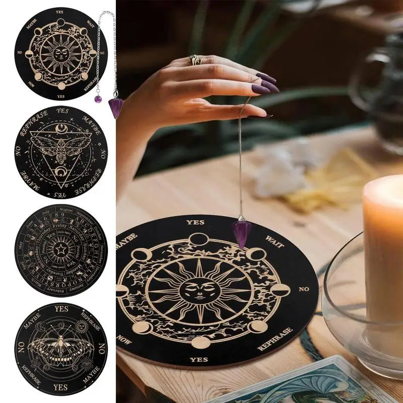 Star Pendulum Board Dowsing Divination Board Magics Meditation Decision Plate Metaphysical Message Board Witchs Altar Supplies