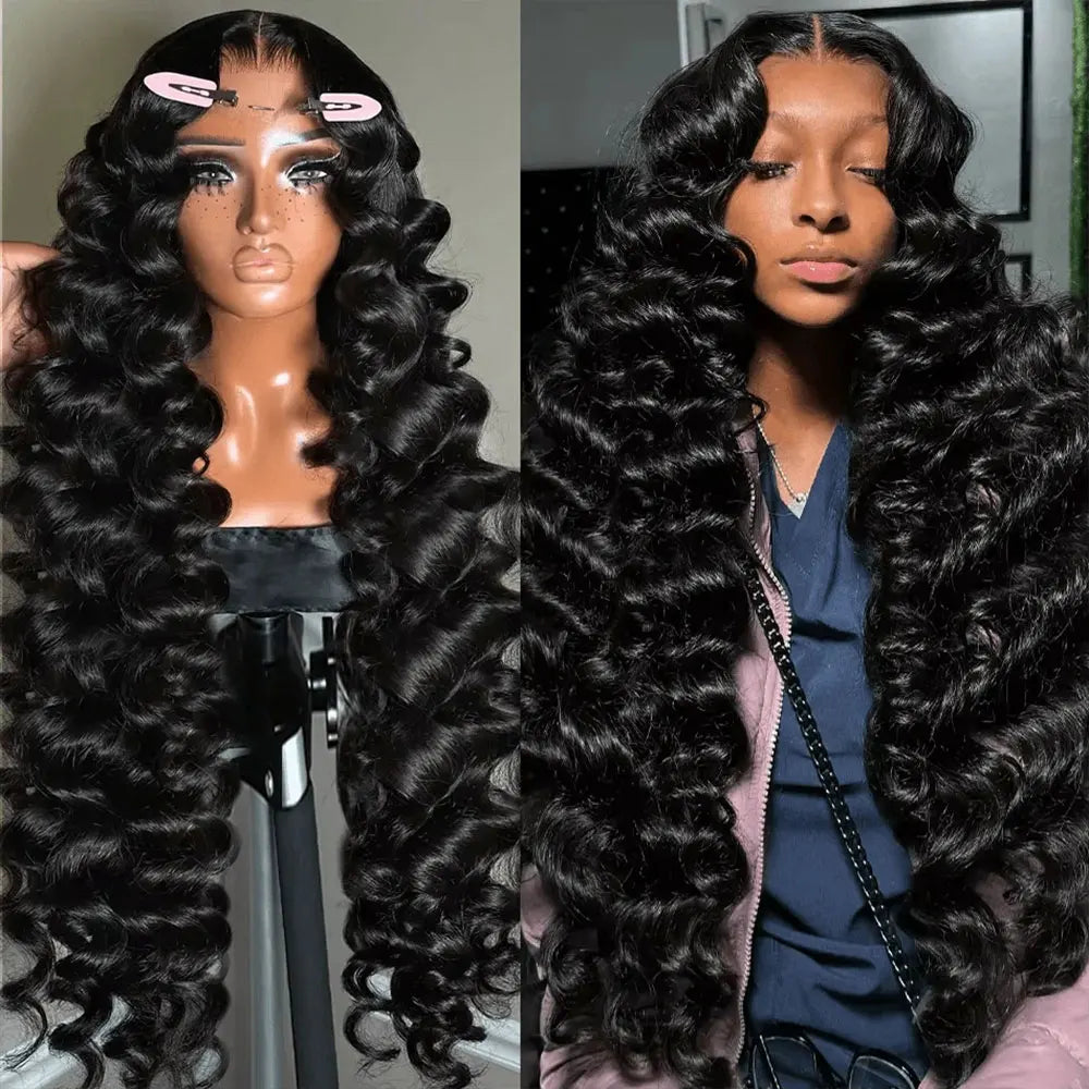 250% Density 5x5 Gluess Wig 13x4 13x6 HD Transparent Lace Frontal Lace Preplucked Natural Black Deep Wave Frontal Human Hair Wig