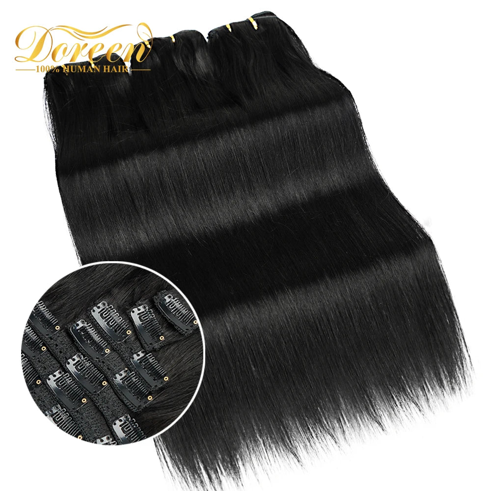 Doreen 160G 200G 240G Volume Series Brazilian Machine Remy Straight Clip In Human Hair Extensions  Full Head 10Pcs 14 to 24 Inch