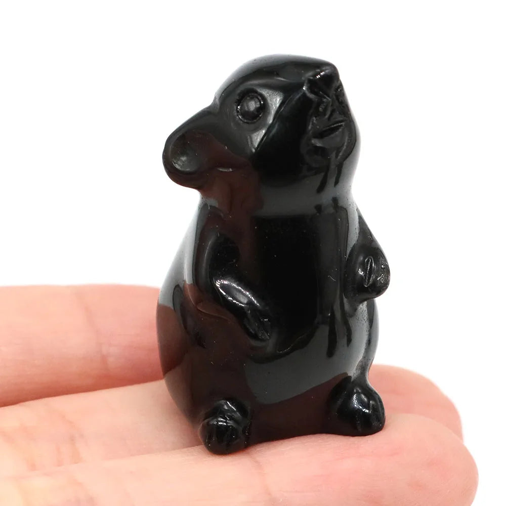 1.5" Crystal Mouse Figurine Natural Healing Stone Hand Carved Rat Animal Statue Reiki Gemstone Crafts Home Decor Gifts