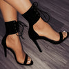 2024 Sexy Open Toe Lace Hollow Cross Sandals for Womens Roman Shoes Side Zipper Thin High Heels Cool  New Designer  pumps