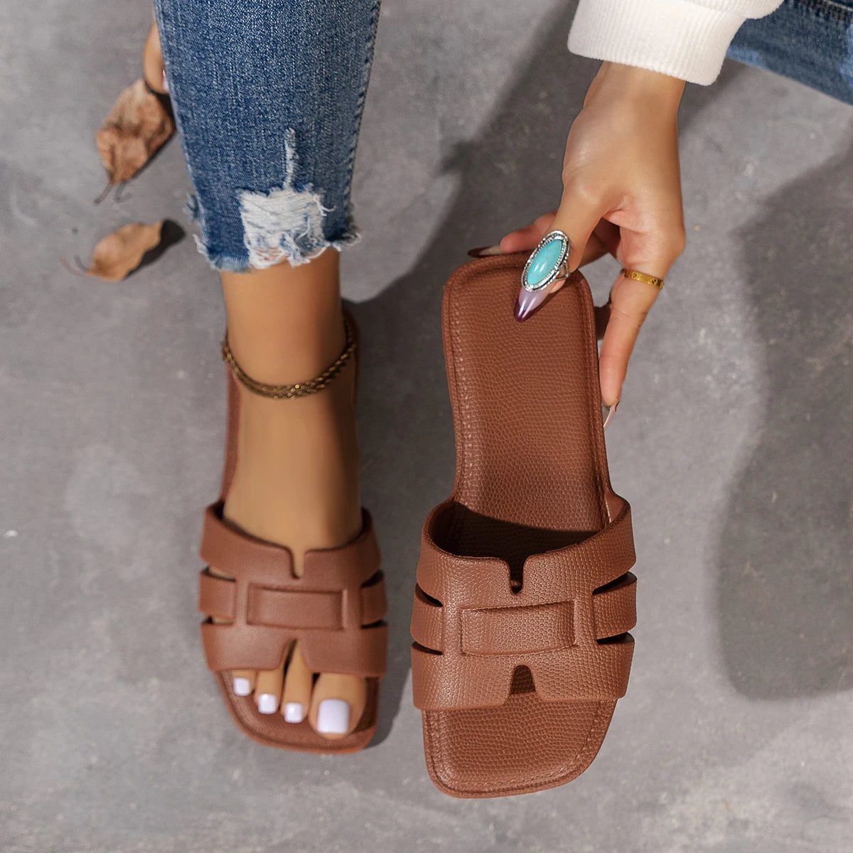 Women's Summer Fashion Lightweight Breathable Comfortable Open Toe Flat Sandals