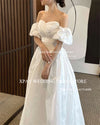 Sweetheart A Line Wedding Dresses Customized Taffeta Pleats Corset Back Bridal Gowns Short Lantern Sleeve Bride Dress