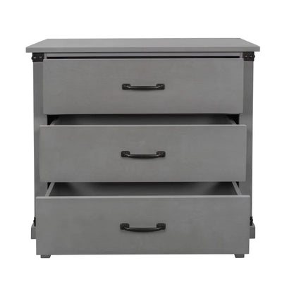 Modern Bedroom Nightstand with 3 Drawers, Gray