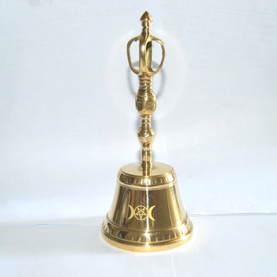Brass Altar Bell Supplies triple moon Pentagram Ritual Bells