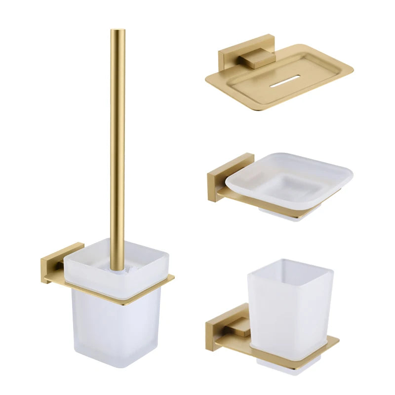 High Quality Bathroom Accessories Set Toilet Brush Holder Toilet Paper Holder Towel Bar Rail Rack Hanger Hook Soap Dish Hardware