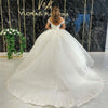 Elegant Off The Shoulder Wedding Dress Lace Applique Glitter Tulle Bridal Gown V Neck A-line Robe De Mariée