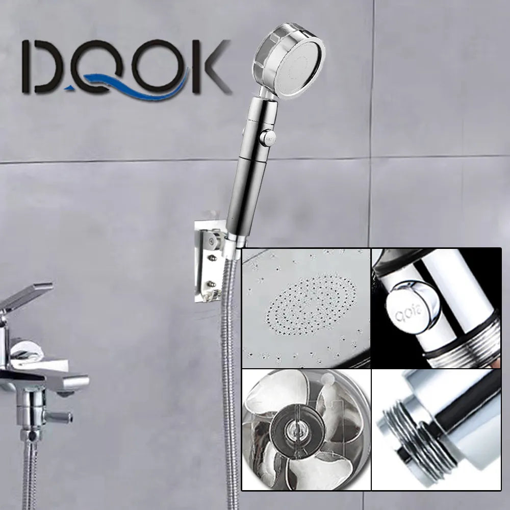 Shower Head Water Saving Flow 360 Degrees Rotating With Small Fan