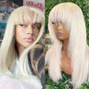 AIMEYA - Platinum Blonde Synthetic Lace Front Wig with Bangs