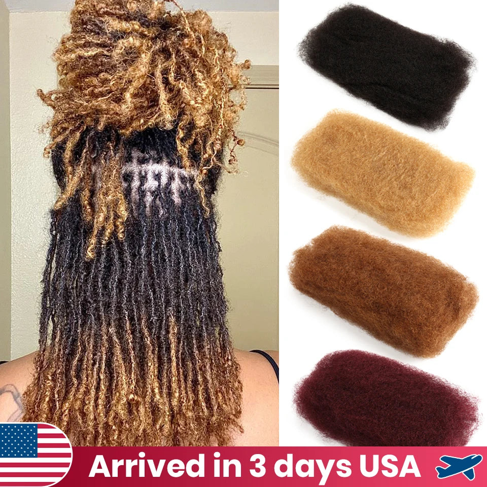 22 inch Brown Blonde QVR Afro Kinky Bulk Hair No Attachment Afro Curly Bulk Human Hair Remy Dreadlock Natural Color Braids Hair