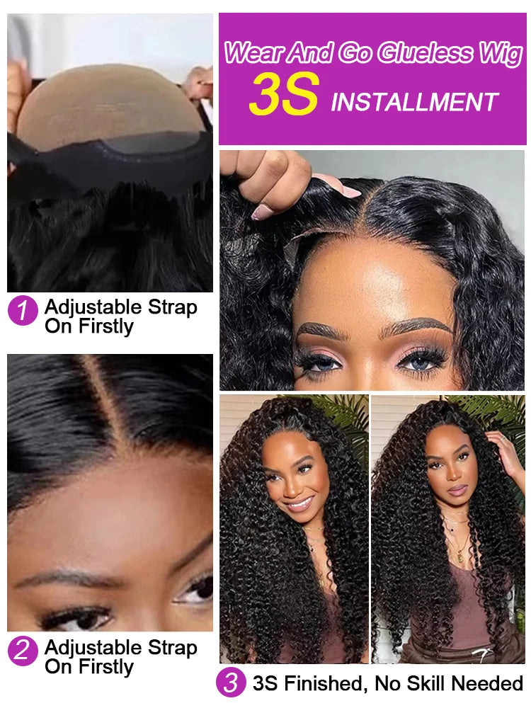 40 46 Inch Water Wave Curly Lace Front Wig 13x6 HD Deep Wave Lace Frontal Wig 300% Density Glueless Human Hair Wig For Women