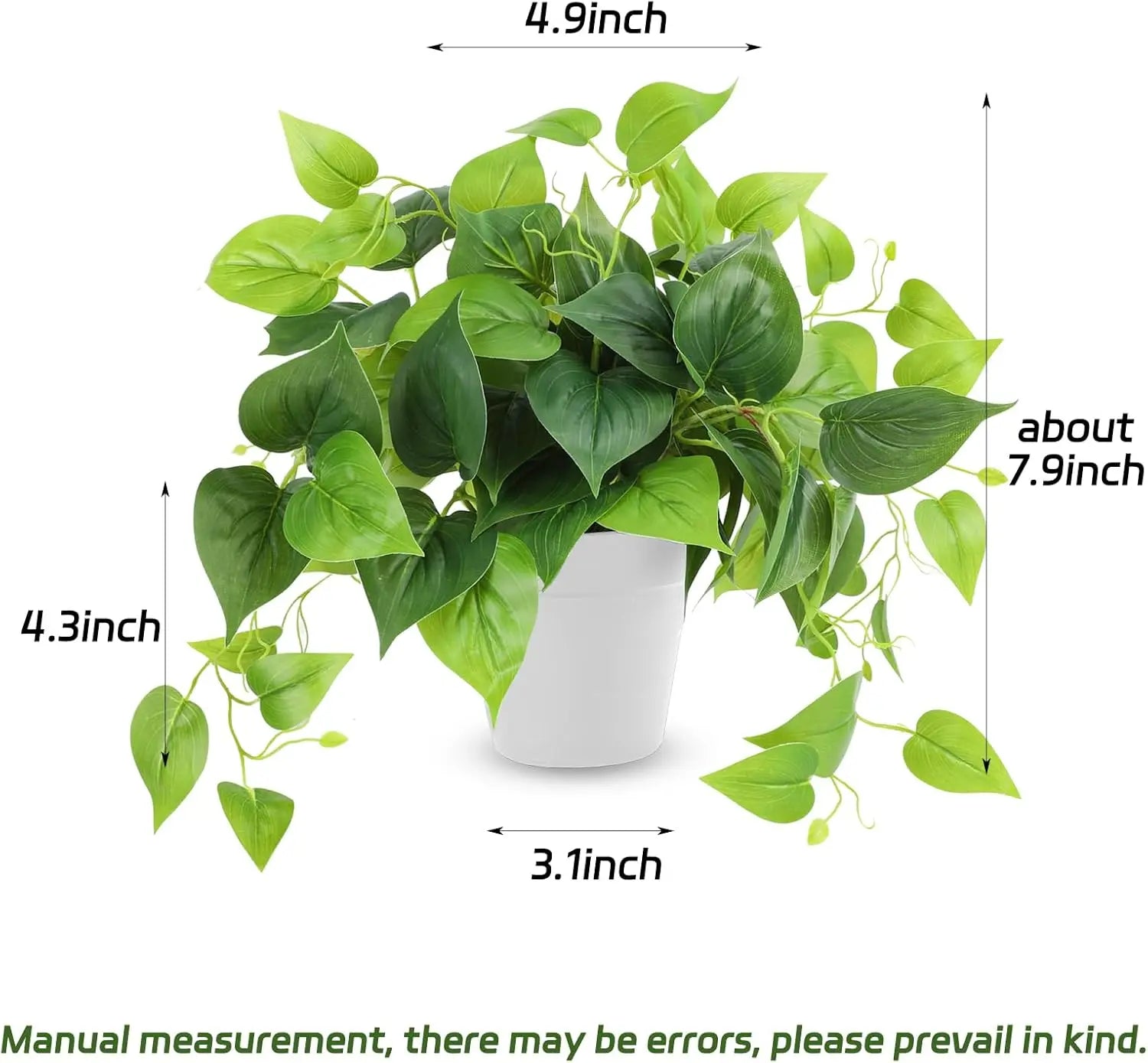 Artificial Pothos Plant in Plastic Pot for Home Office Bedroom Indoor Outdoor Decor 1 Pack