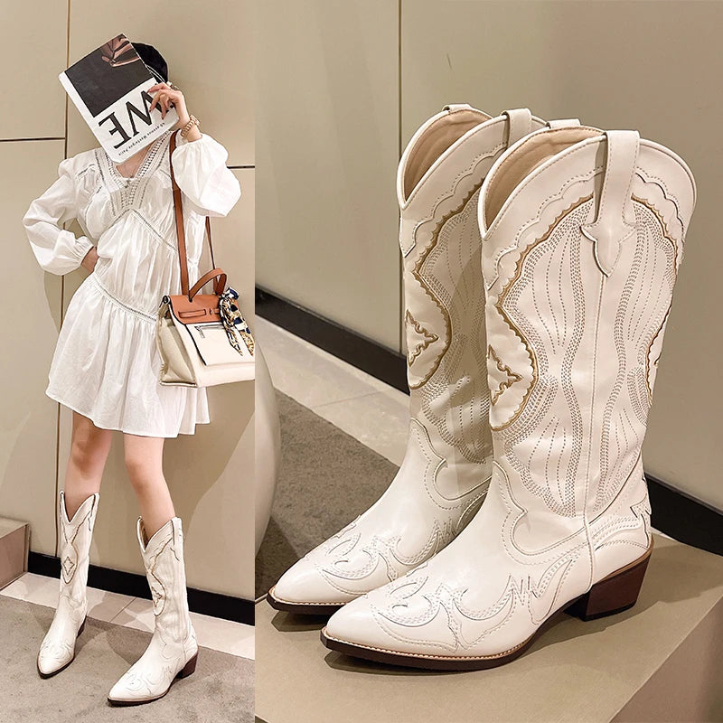 Western Cowboy Boots- Beige
