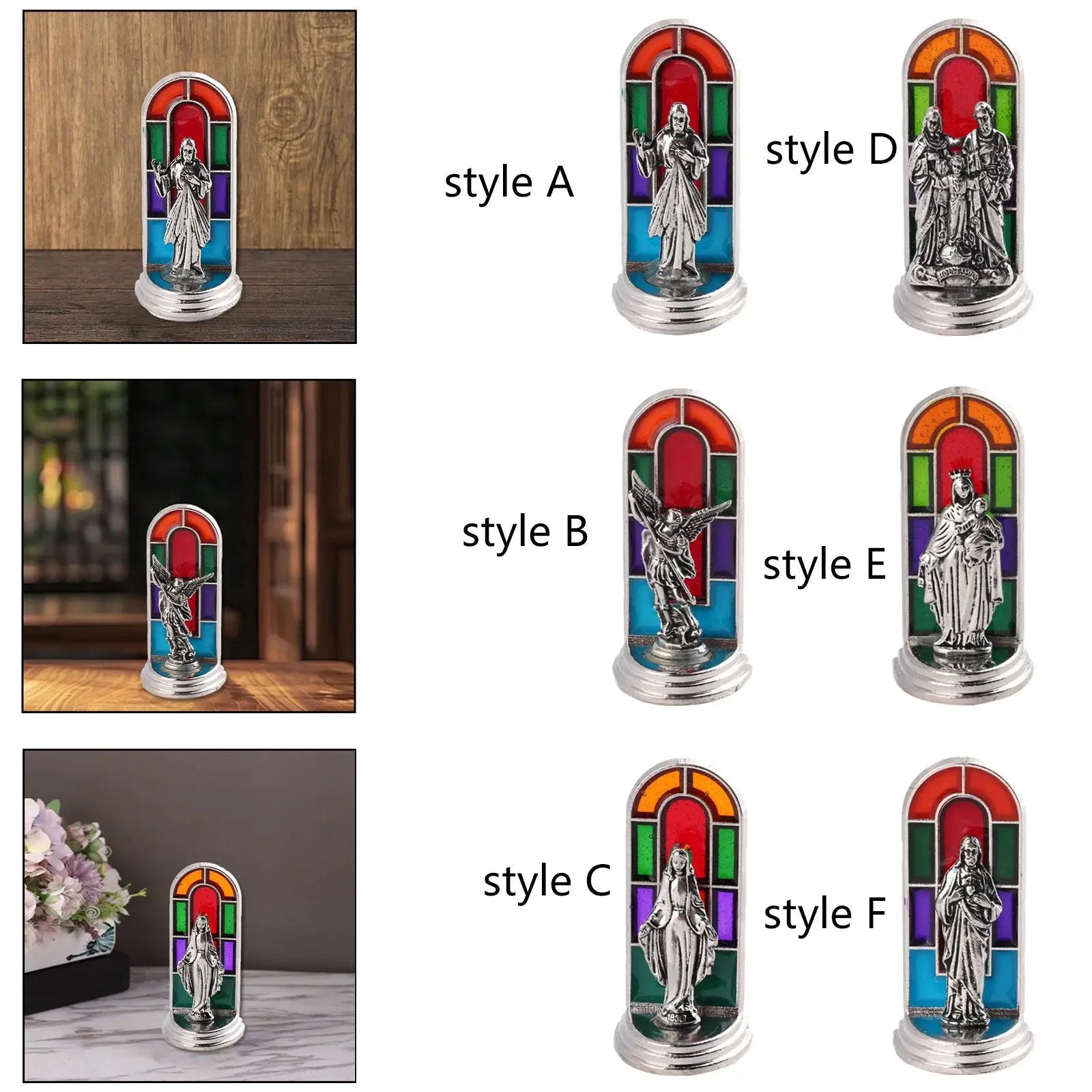 Religious Metal Statue Souvenir Rainbow Enamel Holy Family Figurine Christian Sculpture for Church Altar Decoration