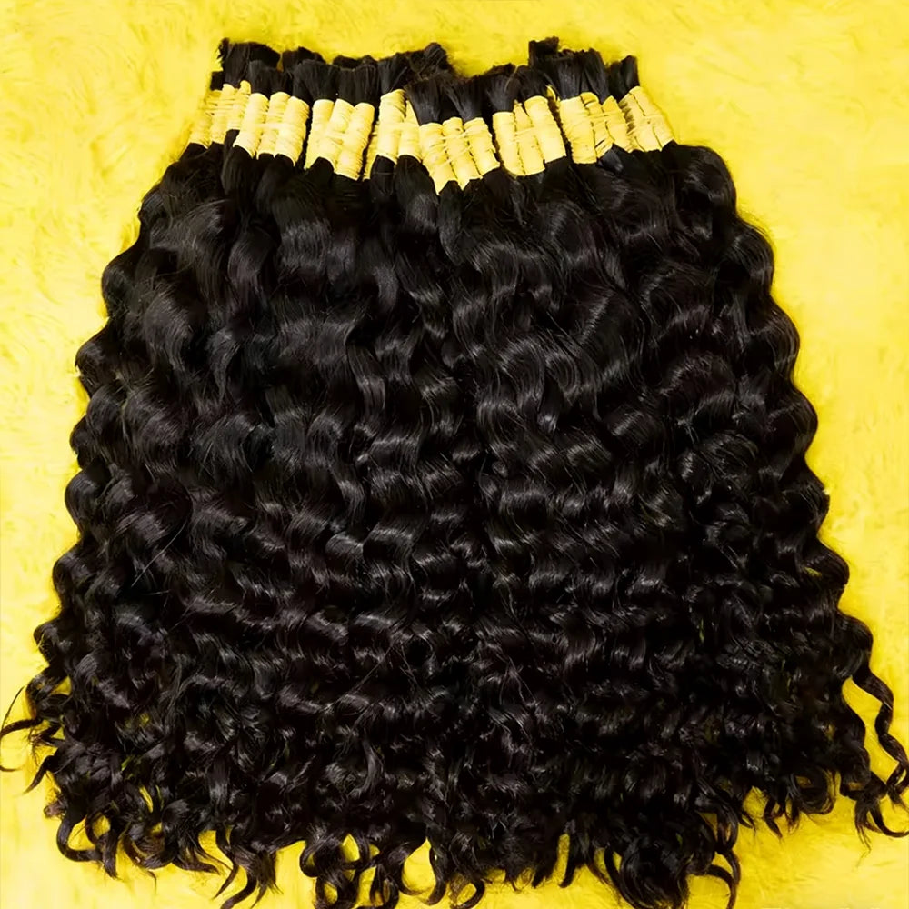 Human Hair Boho Hair for Braiding Knotless Deep Wave Human Hair Bulk Hair