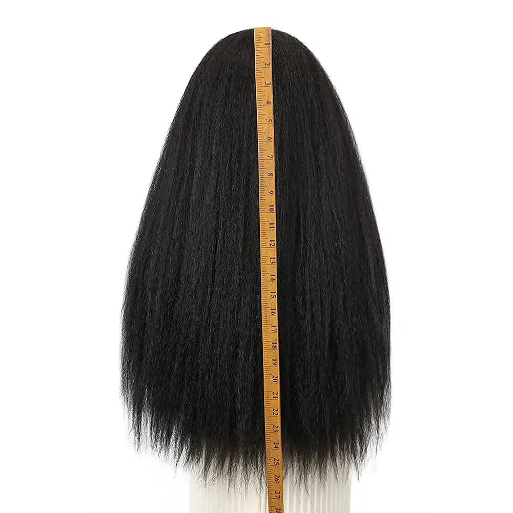 28-32Inch Synthetic Kinky Straight Headband Wig for Black Women Yaki Straight Wigs with Black Kinky Afro Wigs Daily Party Use