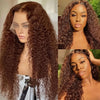 13x4 Brown Lace Front Wig Deep Wave Frontal Wig HD Lace Front Human Hair Wigs Pre Plucked