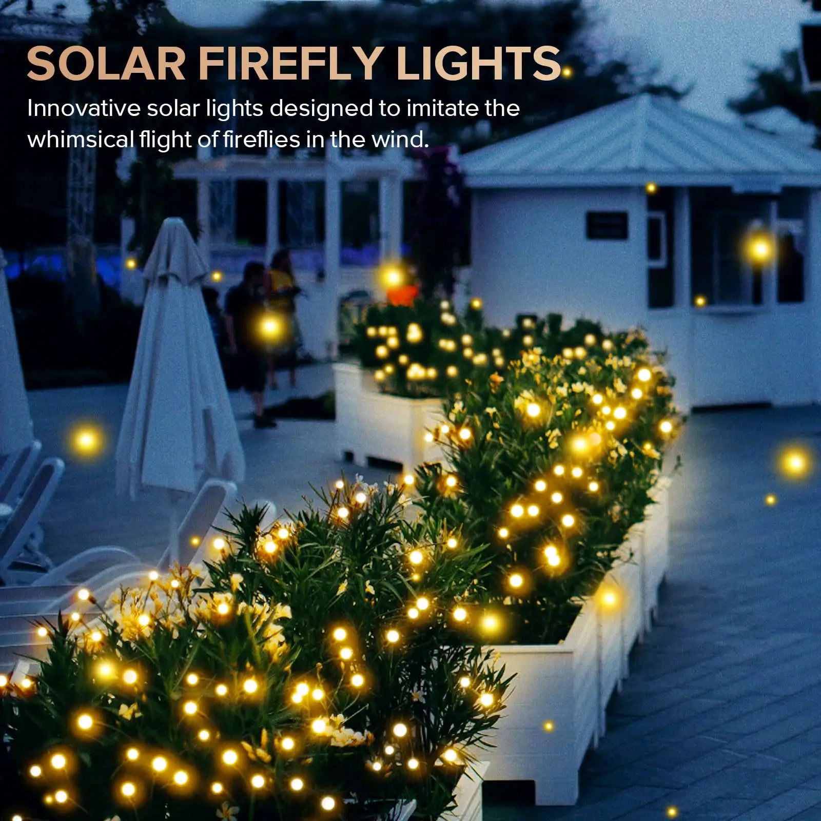 2-Pack 16 LED Solar Firefly Swaying Outdoor Lights, Waterproof