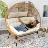 Stationary Double Egg Chair with  Oversized Thicken Padded Cushions, 680 lbs Weight Capacity