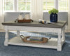 Farmhouse Lift Top Coffee Table with Fixed Shelf and 2 Hidden Storage Trays