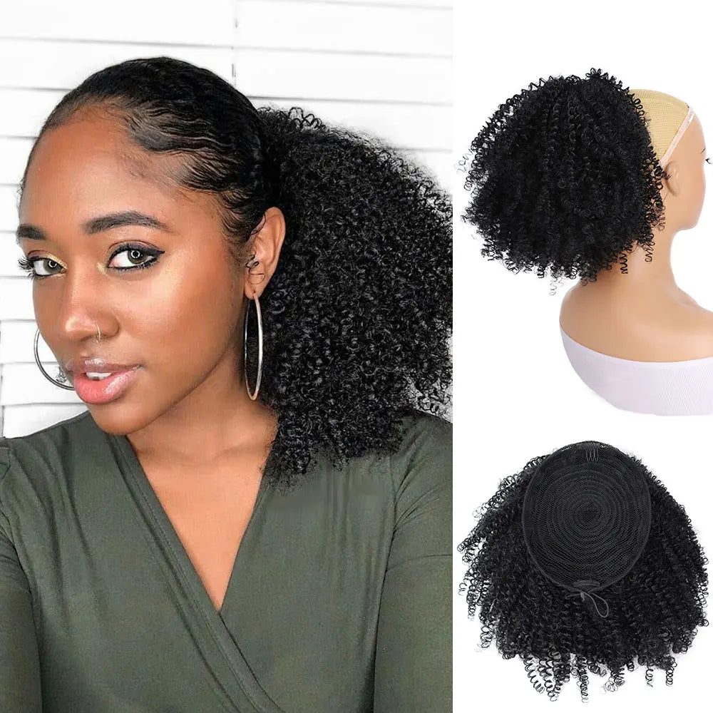 Afro Puff kinky curly Drawstring Ponytail Bun Extension for Black Women Synthetic Short Afro Kinkys Curly Afro Hairpieces