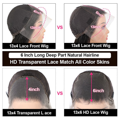 Lemoda HD & Transparent Lace Front Human Hair Straight Lace Wig