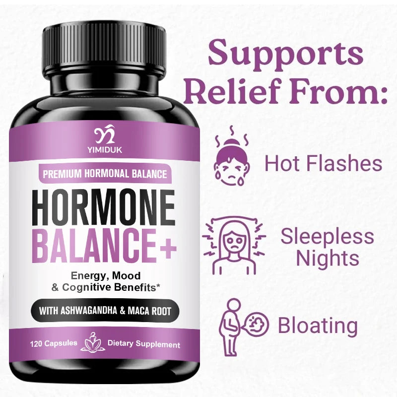 Adaptogen Herb Complex Hormone Balance Supplement, with Vitamin B6, for Reduces PMS, Menopause Symptoms & Metabolism, Vegan