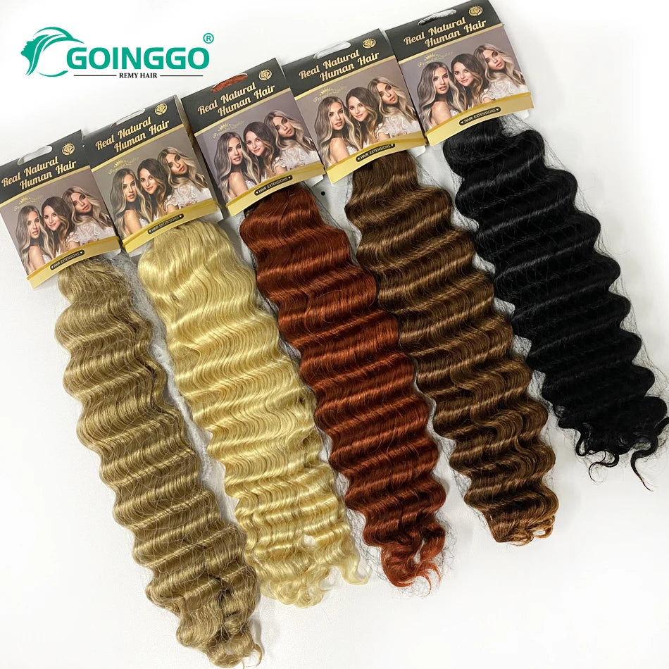 Pre-Colored Deep Wave Bulk Braiding Human Hair No Weft Remy Bulk Human Hair 14 To 28 Inch Bulk Hair Extension Crochet Braids