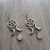 Crescent Moon Rose Stone Earrings Natural Stone