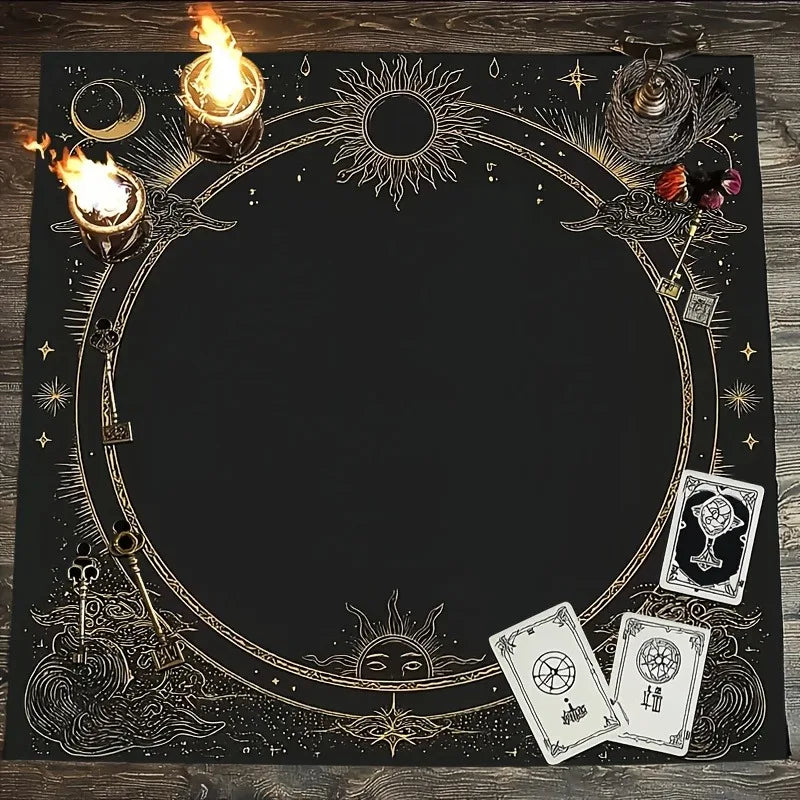 Sun & Moon Altar Cloth Tarot Tablecloth Geometric Starry Sky Constellation Divination Cloth Witchcraft Astrology Tarot Mat Decor
