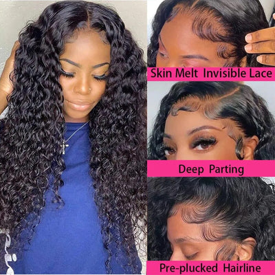 Deep Wave Curly Human Hair Lace Front Wigs