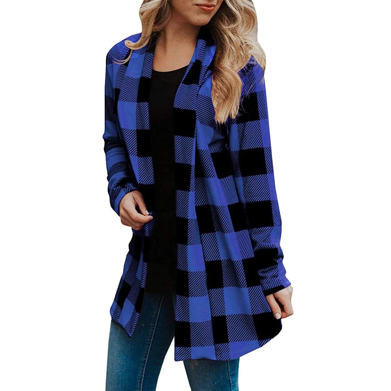 Vintage plaid shirt Women Winter Warm Long cardigan Outerwear Streetwear 2022 Fashion Female Christmas Tops Cashmere Jacket Coat