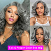 Bob Wig Salt & Pepper Color 13x4 5x5 Hd Lace Closure Wig Body Wave Lace Front Wig PrePlucked 100% Human Hair Lace Frontal Wig