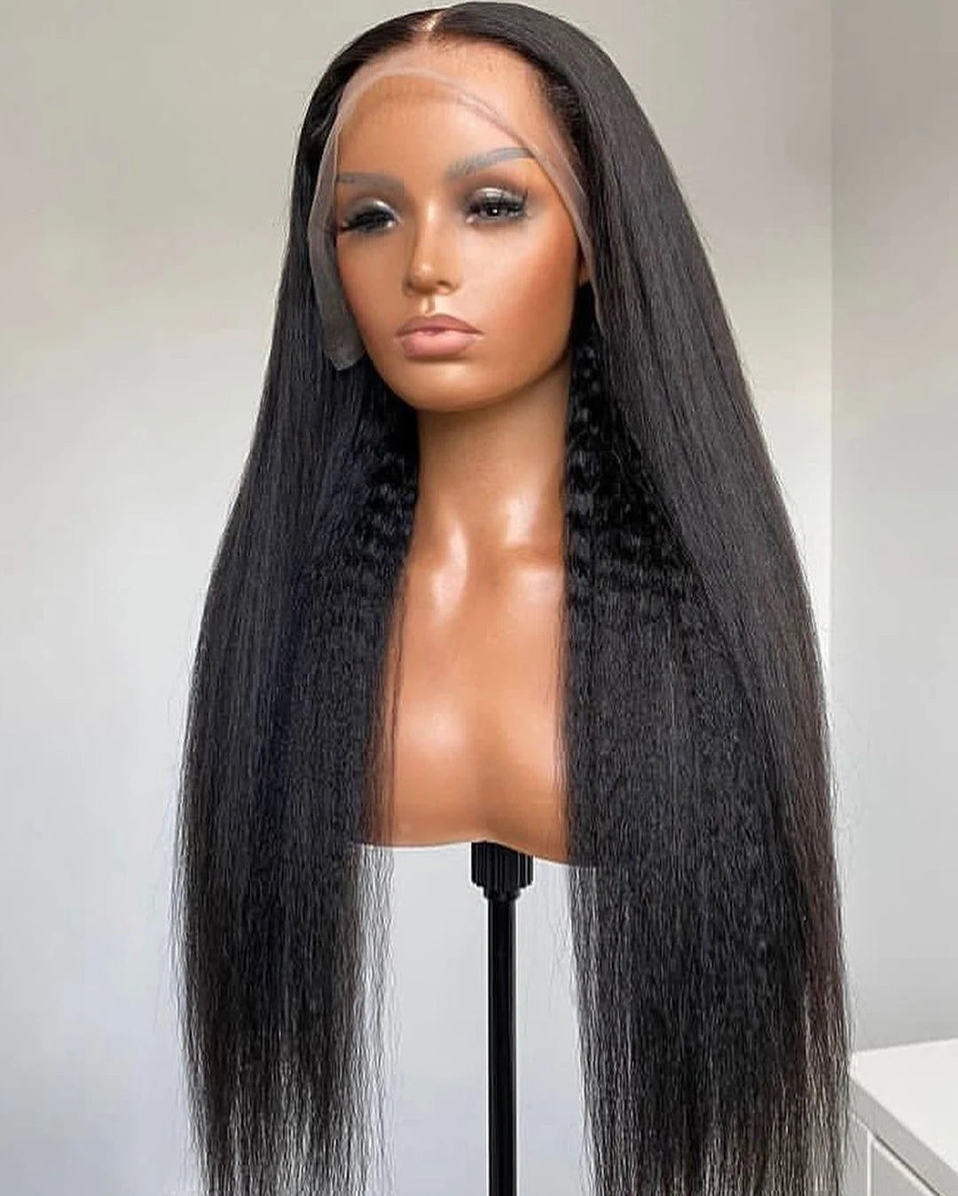 300% Density Kinky Yaki Straight 13x6 HD Lace Front Human Hair Wigs 30 40 Inch 360 Full Lace Frontal Wig for Women Preplucked