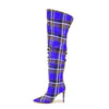 European and American High-heeled Sleeve Knee High Boots for Women, Checkered Pattern Large Tube Circumference Large Size Boots