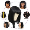 Glueless Brazilian Human Hair Wig with Bangs Full Machine-Made Remy Short Straight Bob Fringe Wigs  12 14 Inches