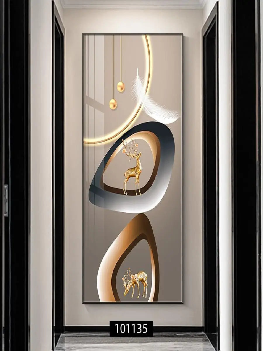 Luxury Geometric Abstract Deer Feather Canvas Art