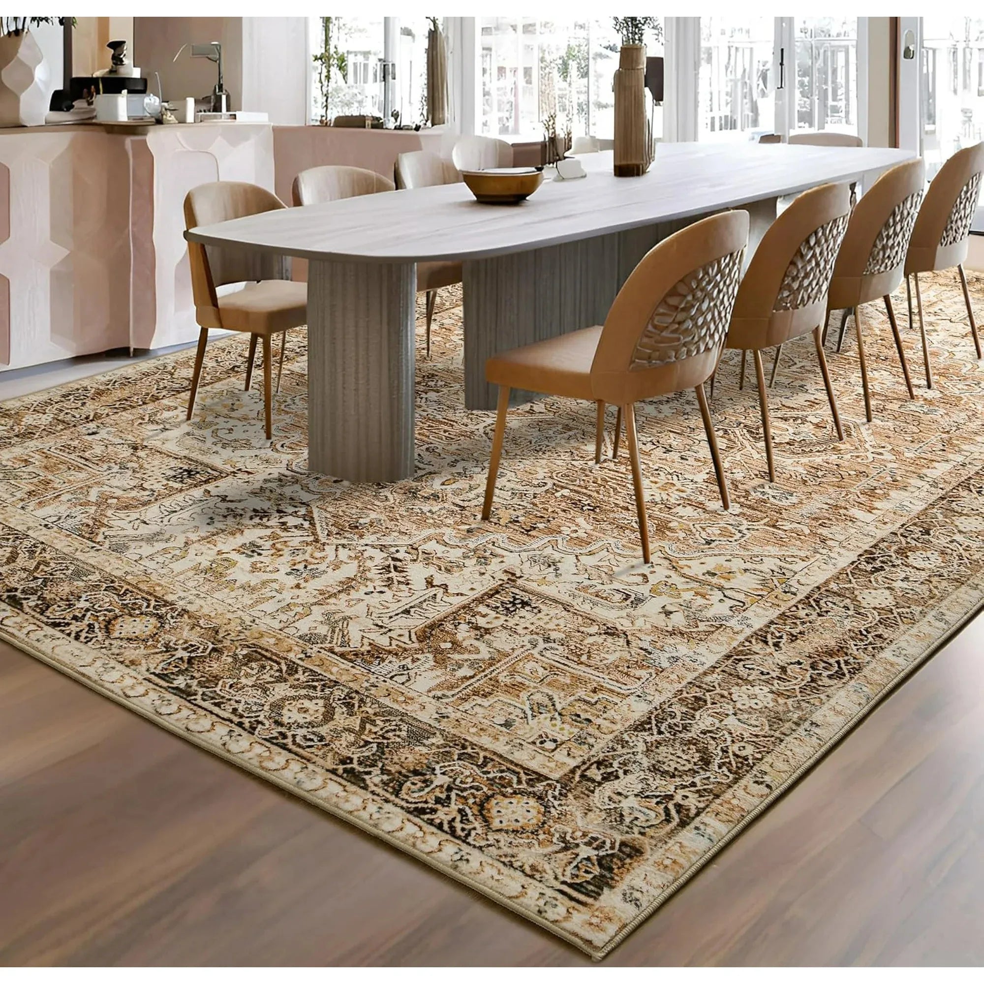 NOAHAS Faux Cashmere Vintage Printed Rug Area Rug