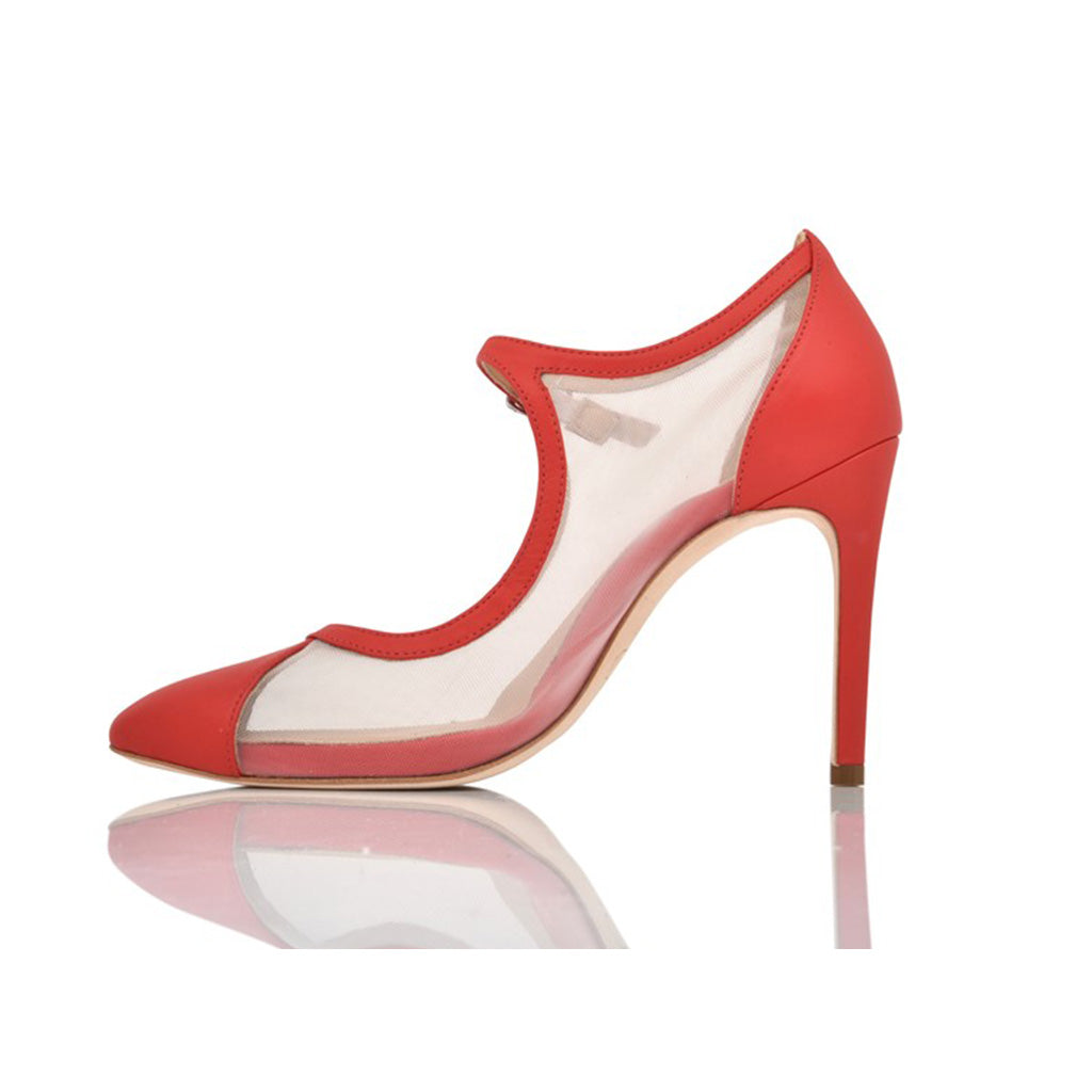 Rebecca Red Hot Lux Nappa/Clear Mesh by Joan Oloff Shoes