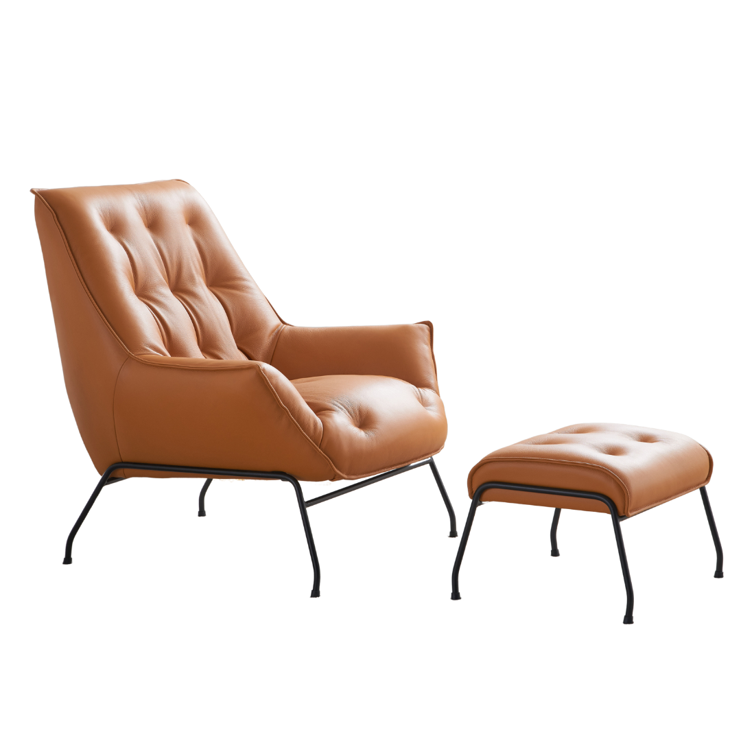 Top Grain Leather Accent Chair & Ottoman by Blak Hom